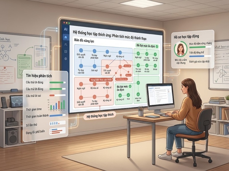 AI trong học tập thích ứng điều chỉnh nội dung theo người học ra sao?