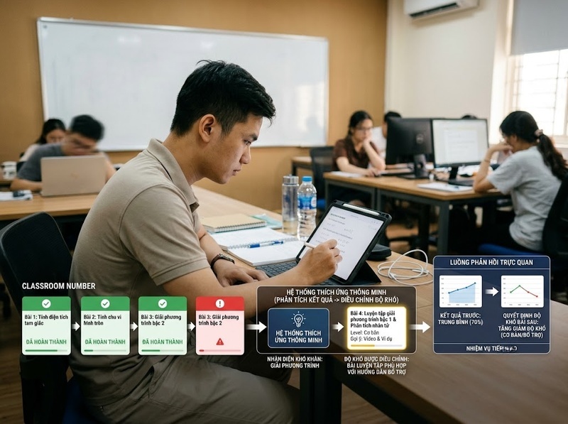 Hệ thống thông minh hỗ trợ học tập qua những cơ chế thích ứng nào?