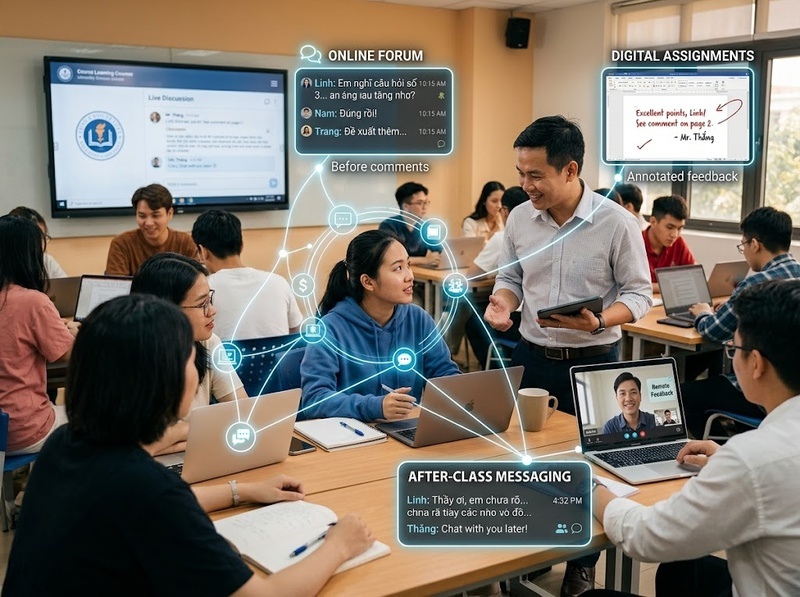 Công nghệ và quan hệ dạy học thay đổi qua tương tác và vai trò ra sao?