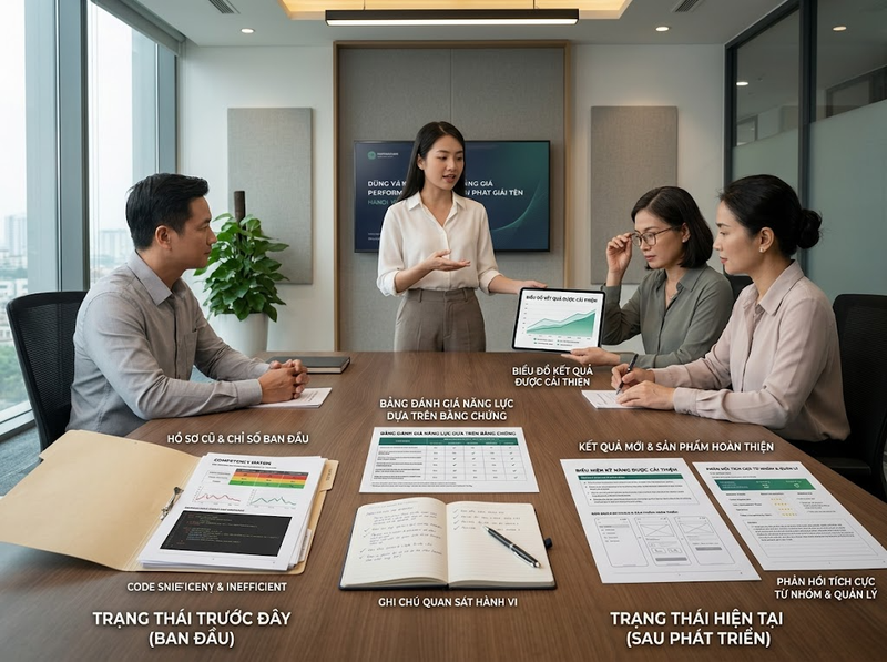 Đo lường tiến bộ năng lực bằng tiêu chí và bằng chứng nào?