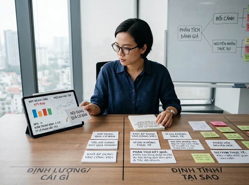 Dữ liệu định tính trong đánh giá đào tạo cung cấp những thông tin gì?