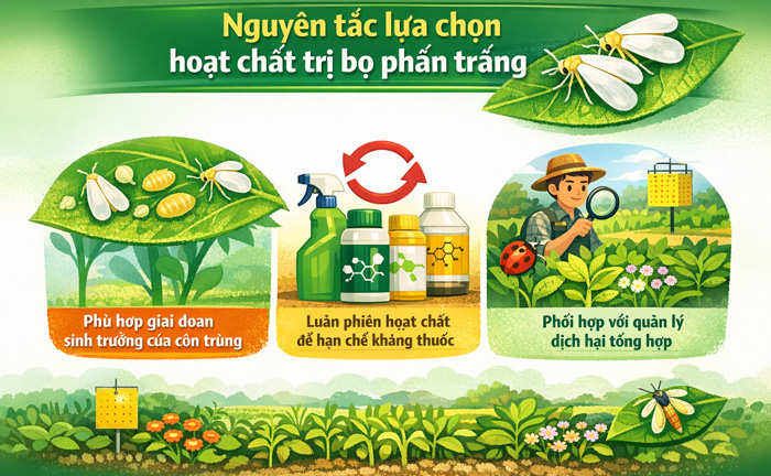 Các hoạt chất trị bọ phấn trắng phổ biến và cách chọn đúng
