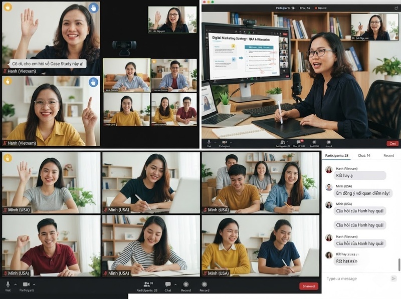 Học tập đồng bộ trực tuyến phù hợp với tương tác thời gian thực thế nào?