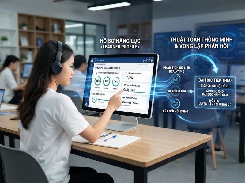 Học tập thích ứng điều chỉnh nội dung theo dữ liệu người học ra sao?