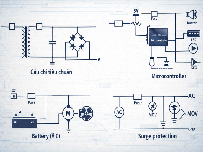 Ký hiệu cầu chì trong mạch điện tử và cách đọc trên sơ đồ