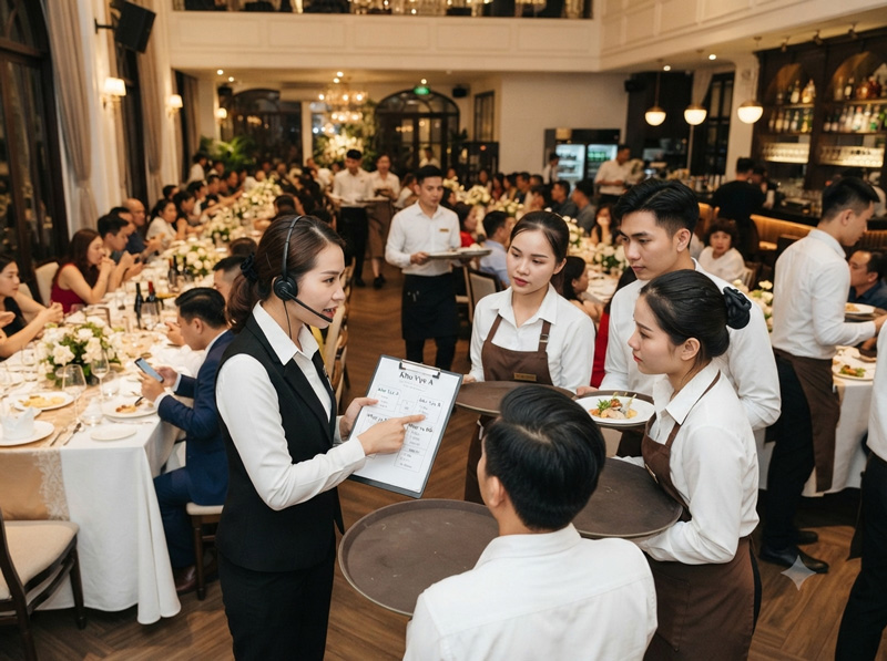 Cách phân công nhân sự cho buổi tiệc đông khách hiệu quả
