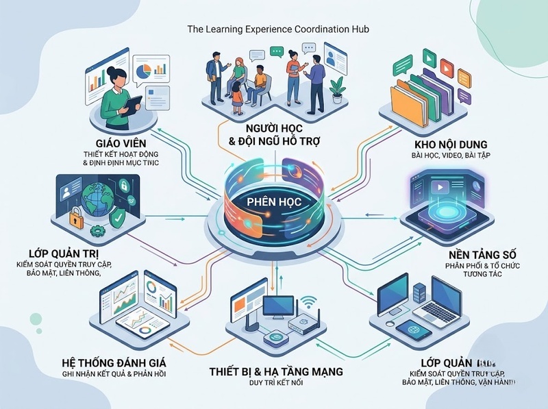 Công nghệ giáo dục gồm những thành phần chính và quan hệ nào?