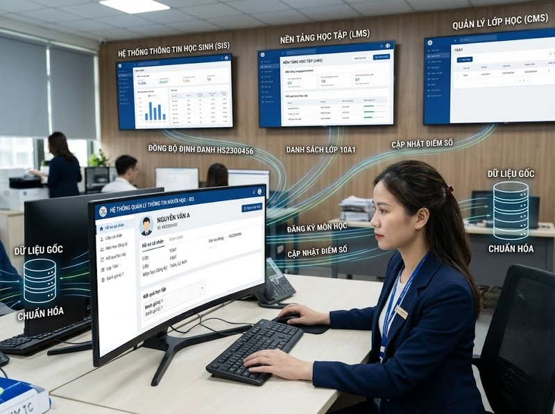 Thành phần hệ thống giáo dục thông minh kết nối dữ liệu và AI thế nào?